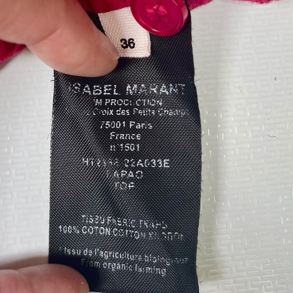 Isabel Marant Étoile Leaza Top, Lightweight Short-Sleeve Shirt, Deep Pink, 36 - Picture 8 of 10
